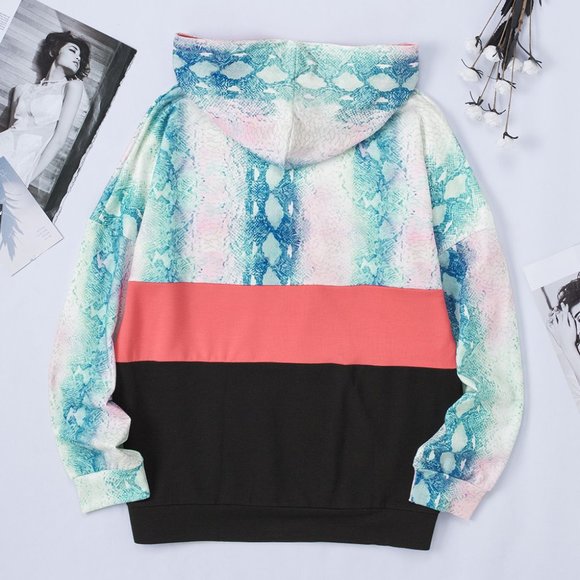 Green Snakeskin Colorblock Hoodie - Picture 5 of 11